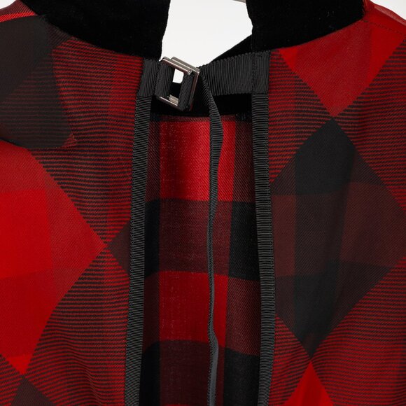 Sacai R/22 Red & Black Buffalo-Plaid Chiffon Blouse - Picture 9 of 10